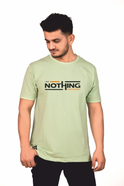 Crew Neck Light GreenMilange Printed T-shirt