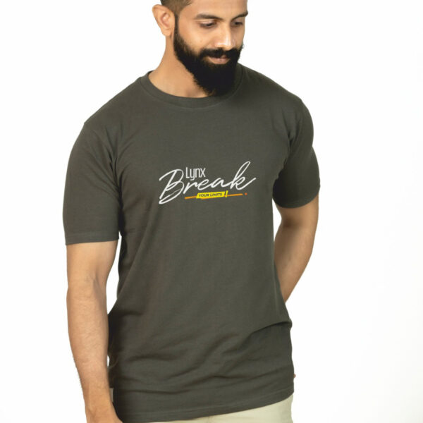 Crew Neck Dark Gull Grey Printed T-shirt