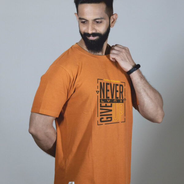 Crew Neck Apricot Buff Printed T-shirt