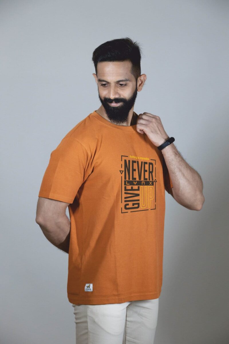 Crew Neck Apricot Buff Printed T-shirt