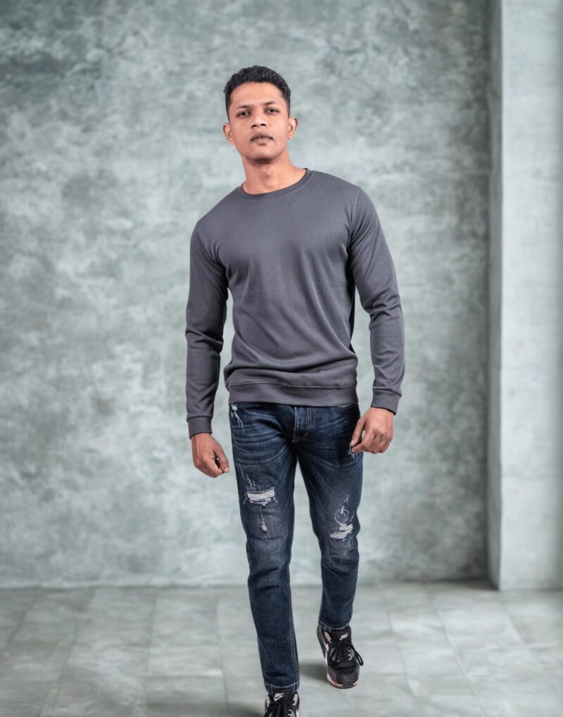 Rib Grey Full Sleeve - Image 2