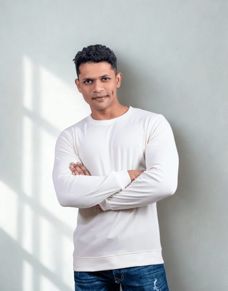 Rib White Full Sleeve