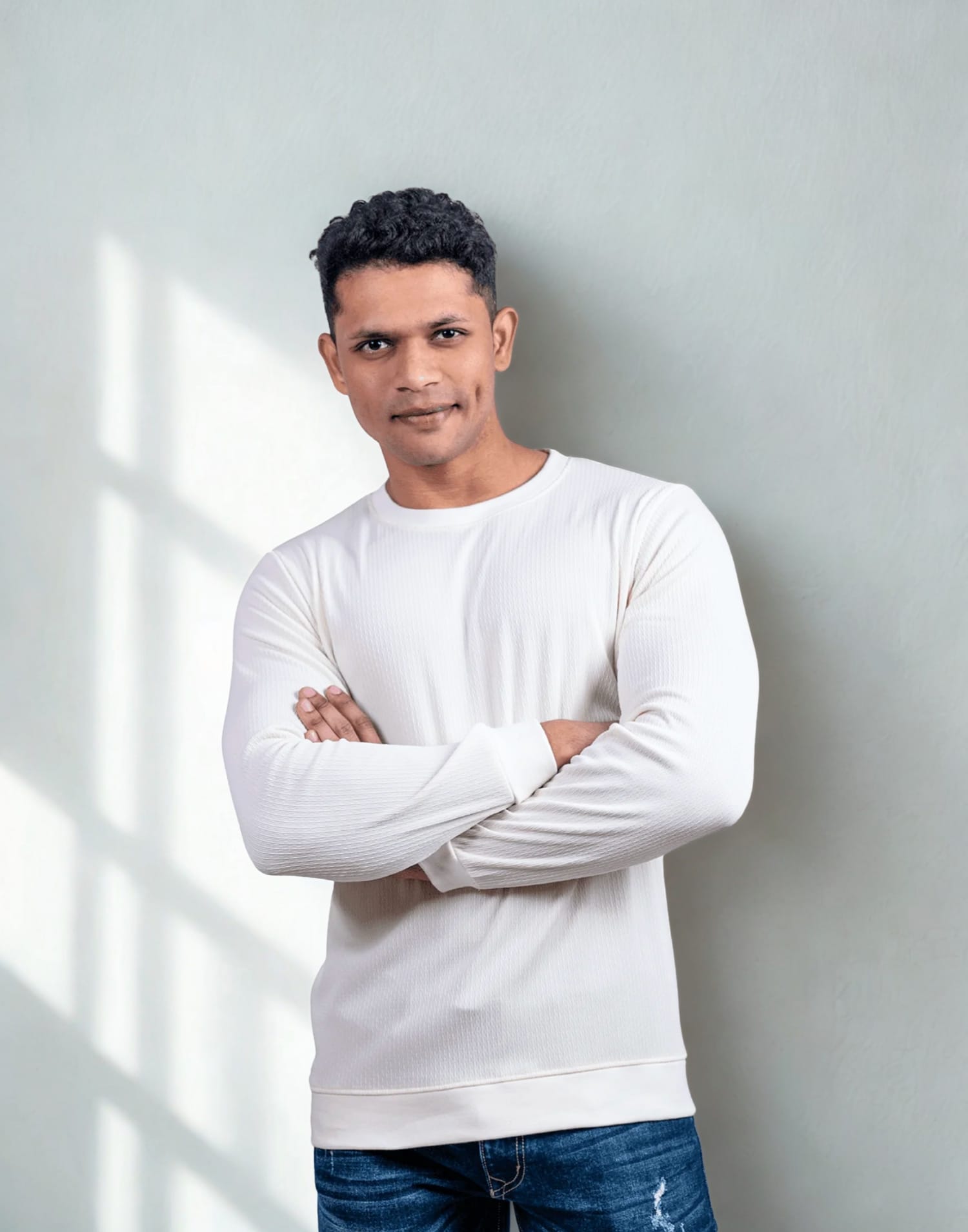Rib White Full Sleeve