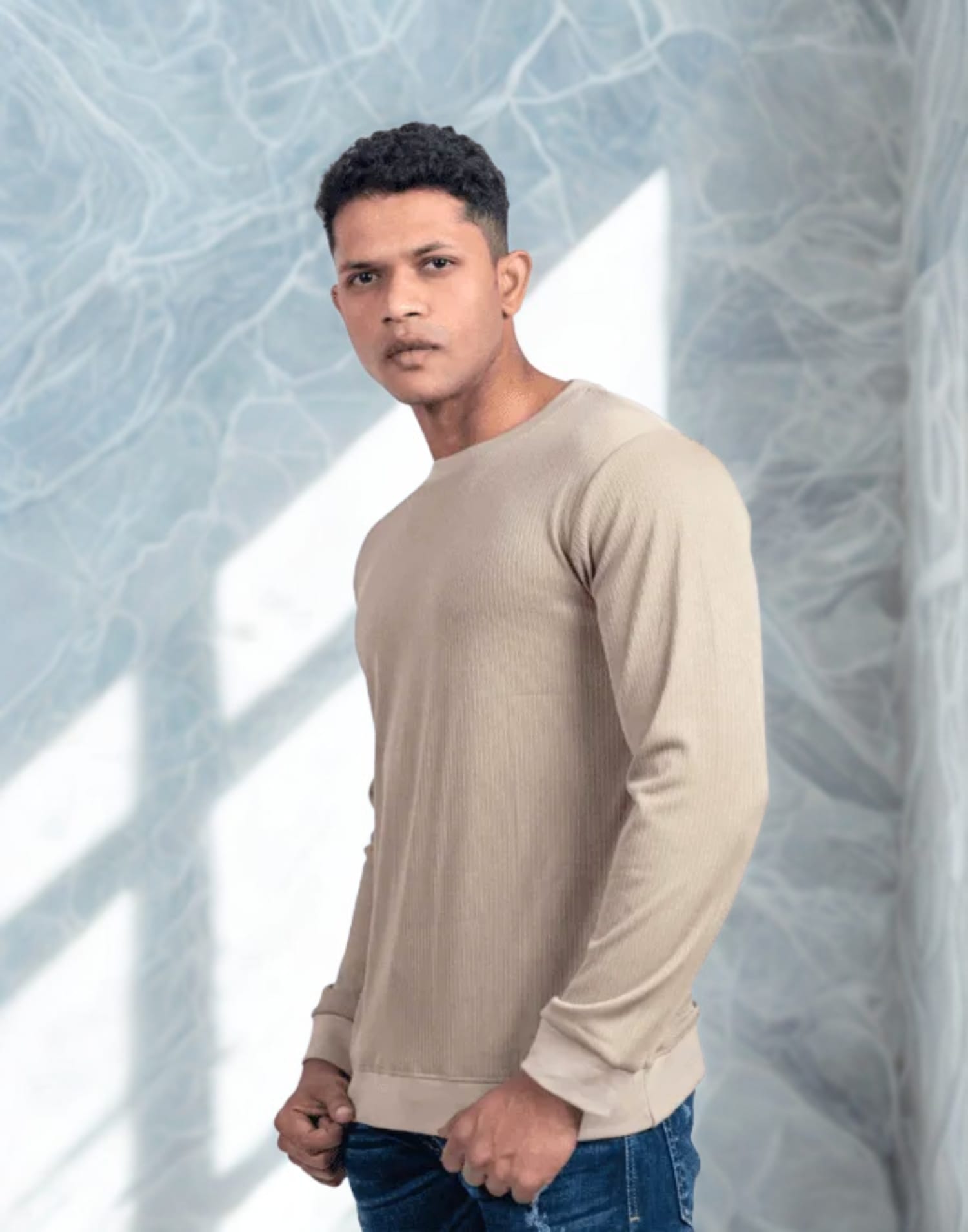 Rib Beige Full Sleeve - Image 2