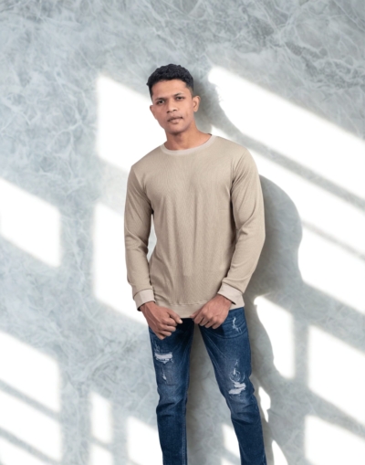 Rib Beige Full Sleeve