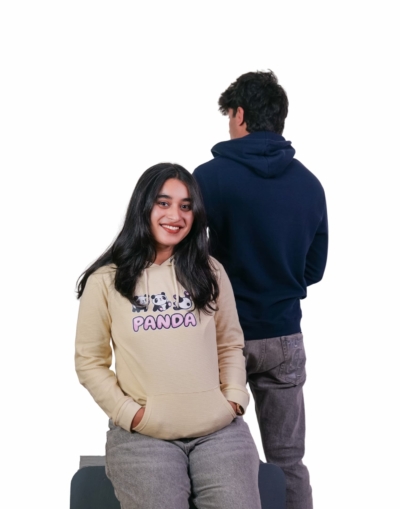 Printed Cream & Navy Hoodie