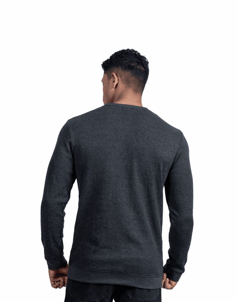 Waffle Full Sleeve Dark Grey Tshirt - Image 2