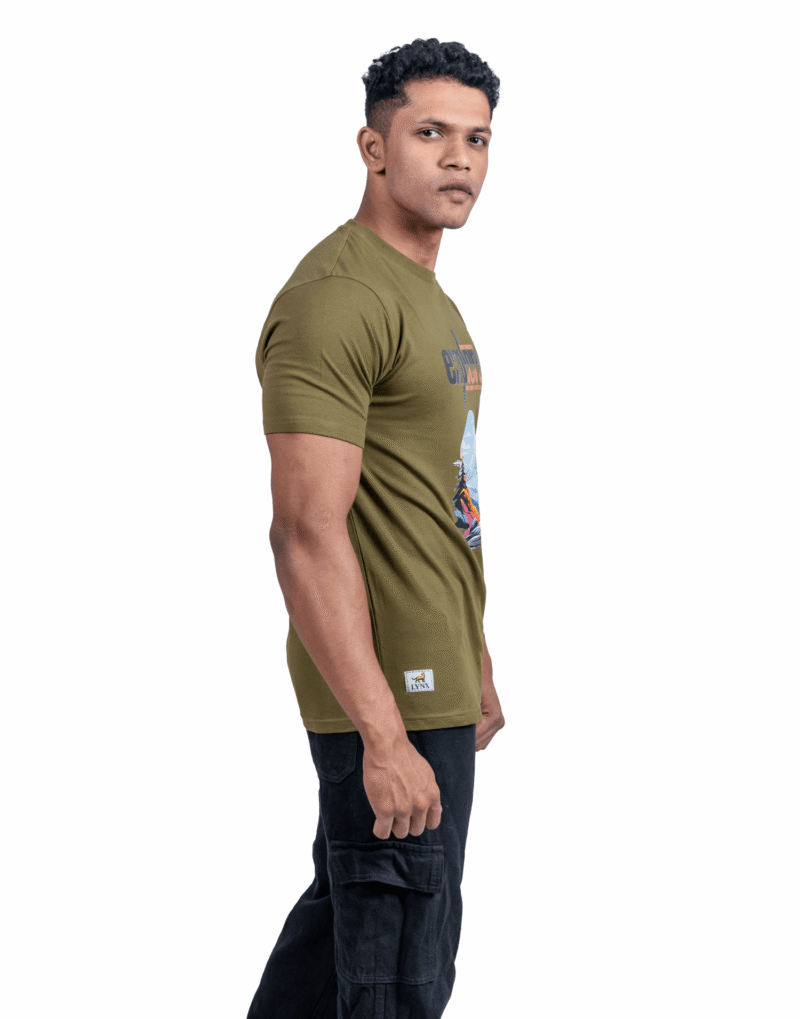 Crew Neck Olive Branch Printed T-shirt - Image 4