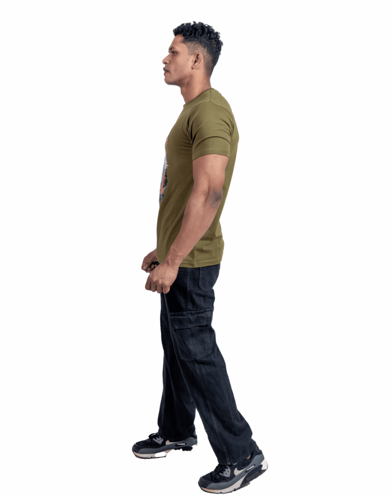 Crew Neck Olive Branch Printed T-shirt - Image 3