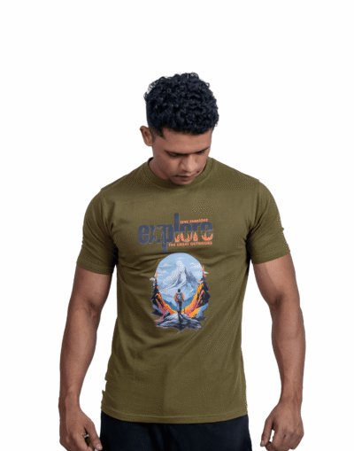 Crew Neck Olive Branch Printed T-shirt