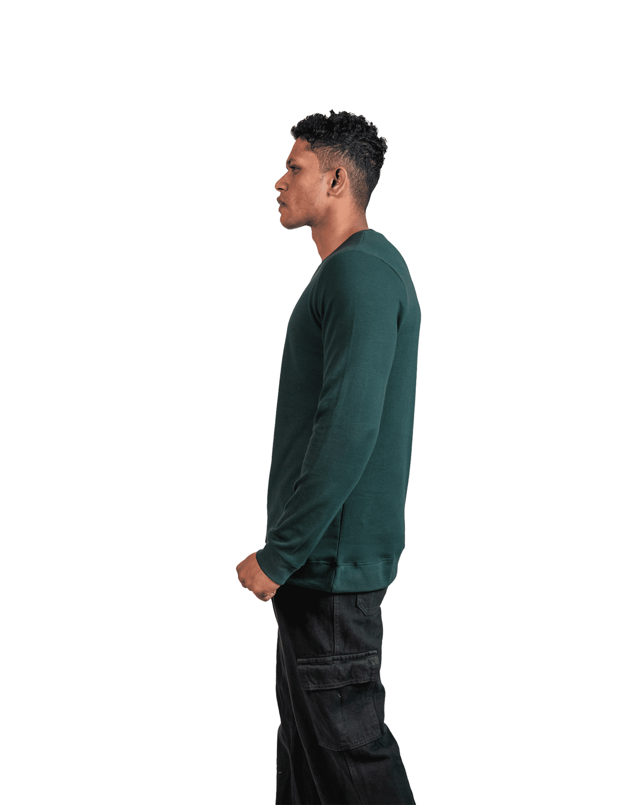 Waffle Full Sleeve Green Tshirt - Image 4