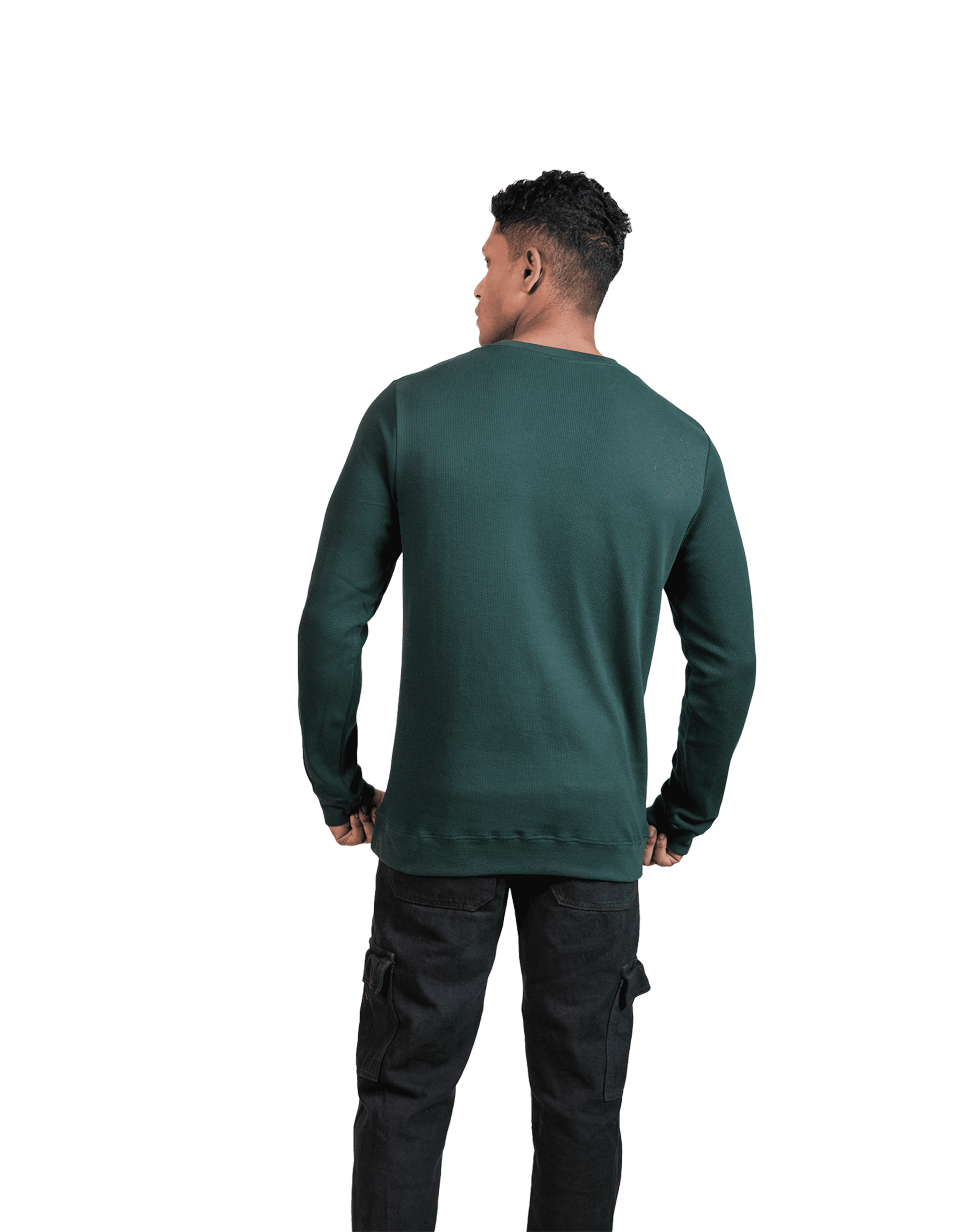 Waffle Full Sleeve Green Tshirt - Image 2