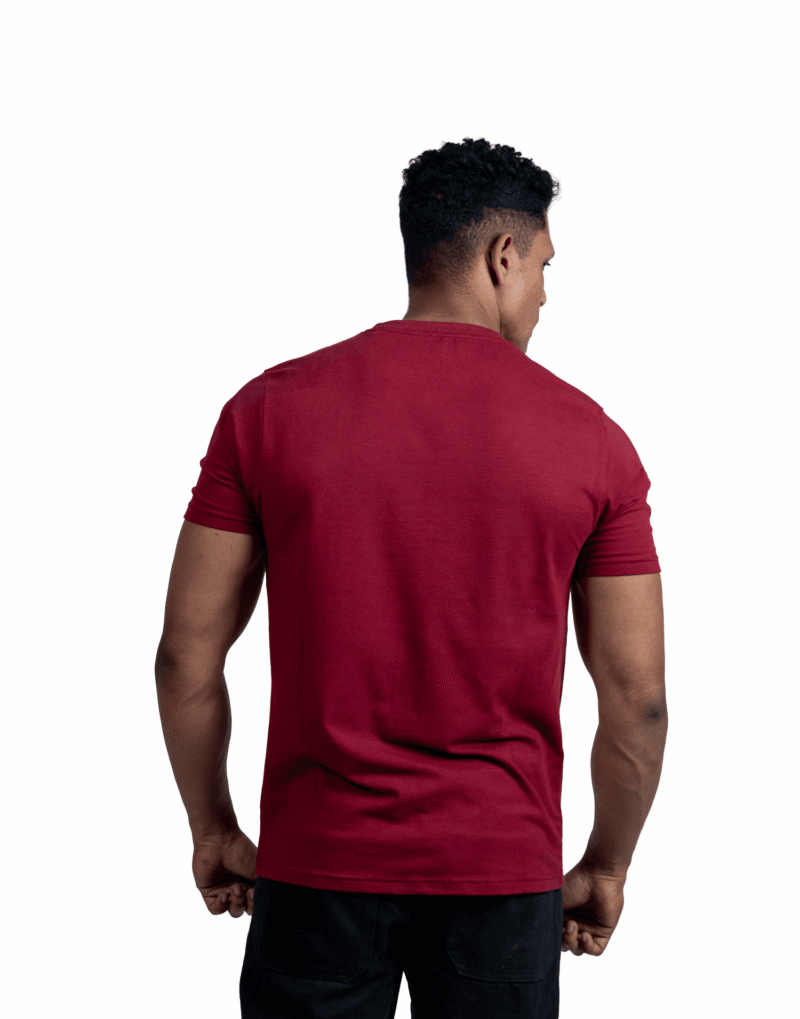 Crew Neck Maroon Milange Printed T-shirt - Image 2