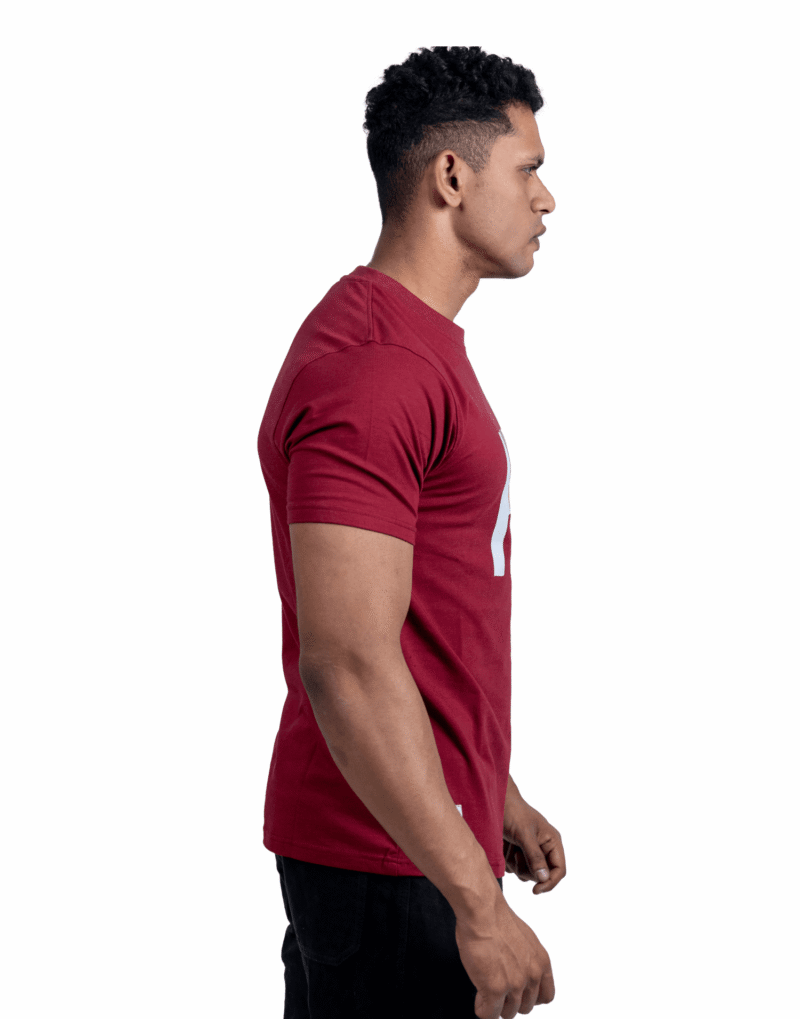 Crew Neck Maroon Milange Printed T-shirt - Image 3