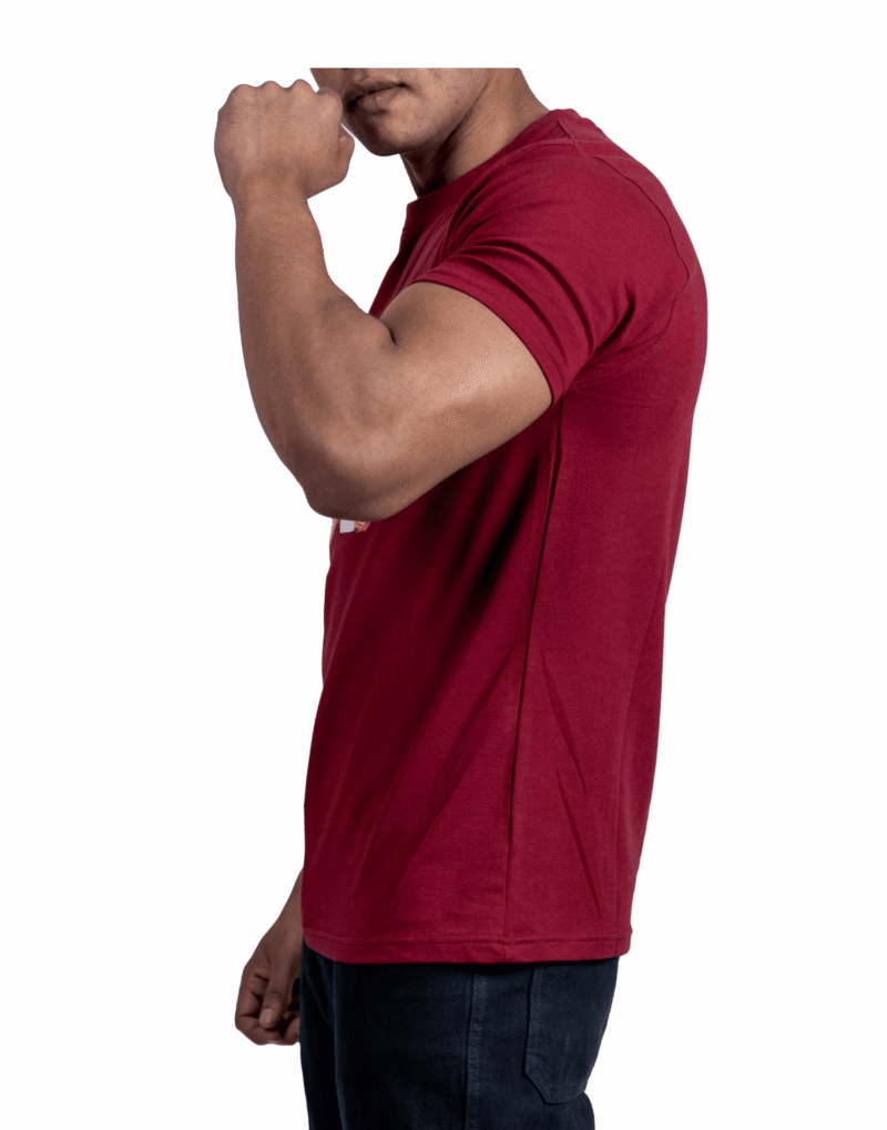 Crew Neck Maroon Milange Printed T-shirt - Image 4