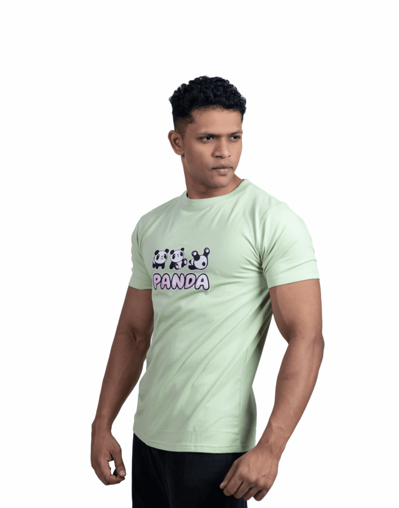 Crew Neck Ligth Green Milange Printed T-shirt - Image 2