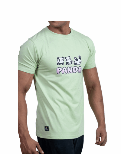 Crew Neck Ligth Green Milange Printed T-shirt