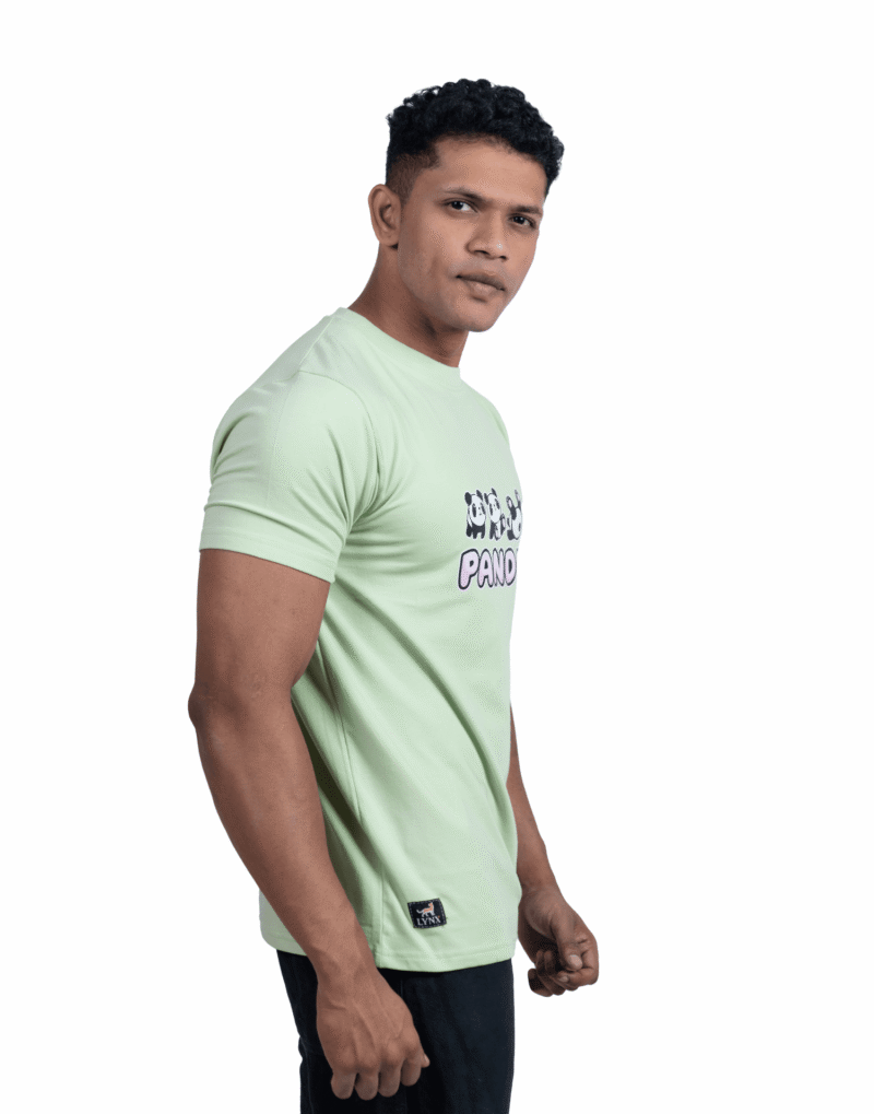 Crew Neck Ligth Green Milange Printed T-shirt - Image 3