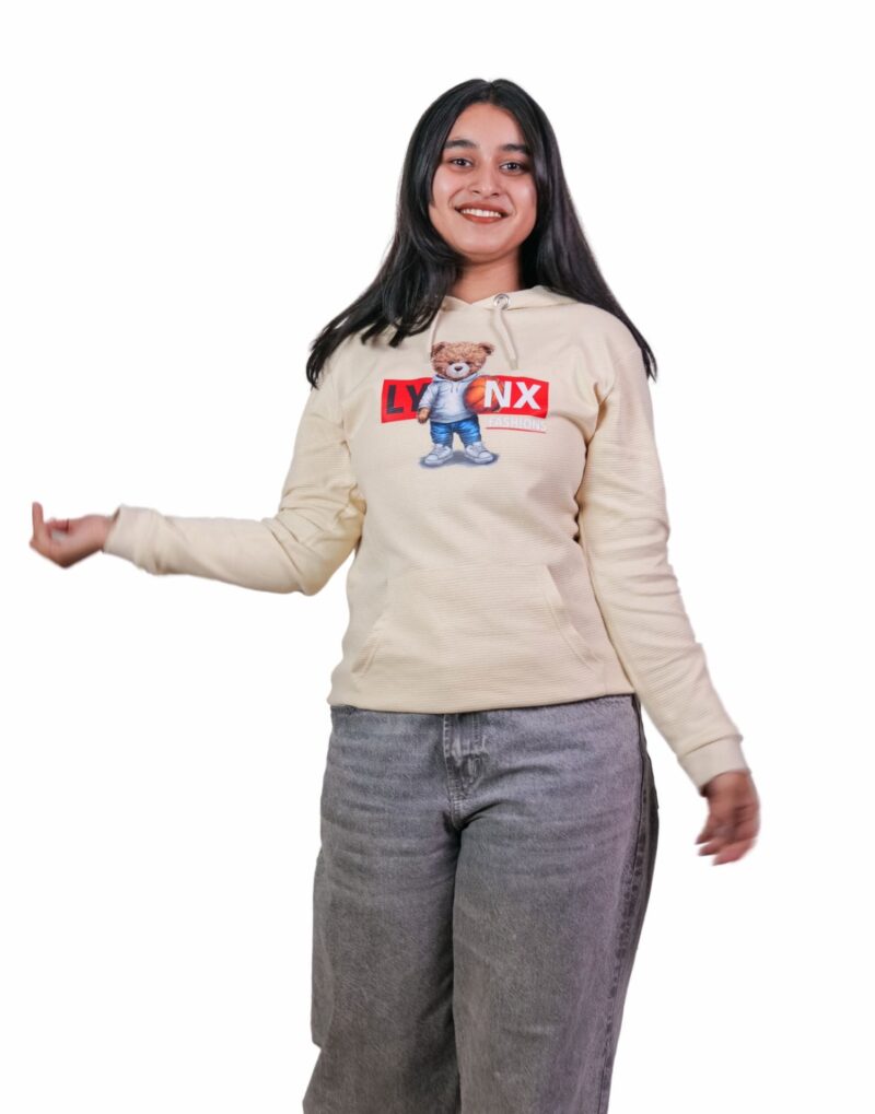 Printed Cream Hoodie - Image 4