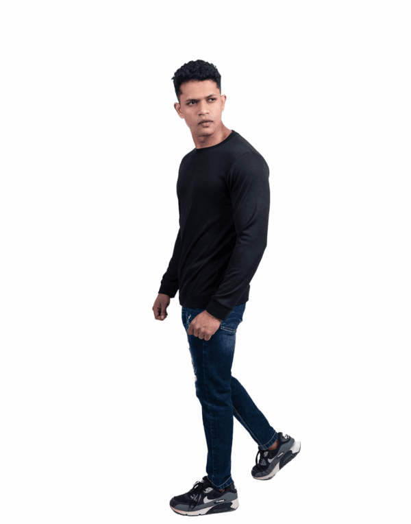 Ribbed Full Black Sleeve T-Shirt - Image 6