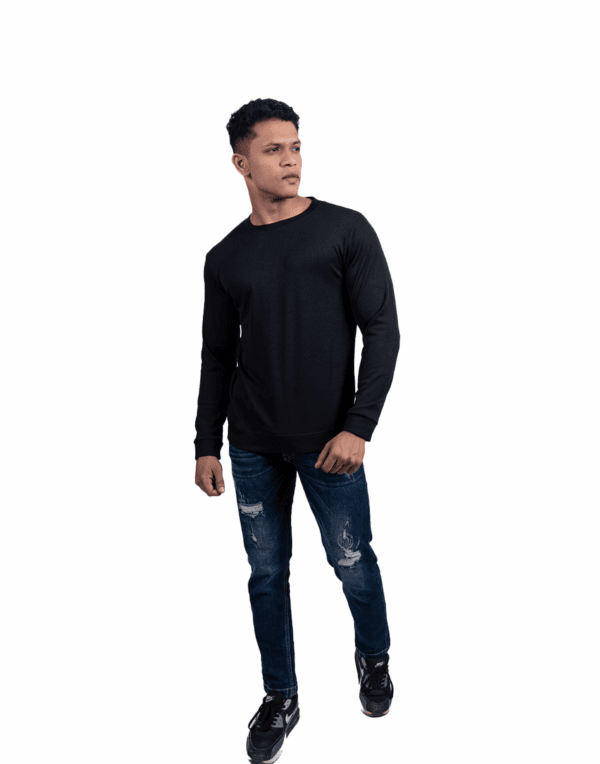 Ribbed Full Black Sleeve T-Shirt - Image 4