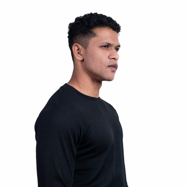 Ribbed Full Black Sleeve T-Shirt