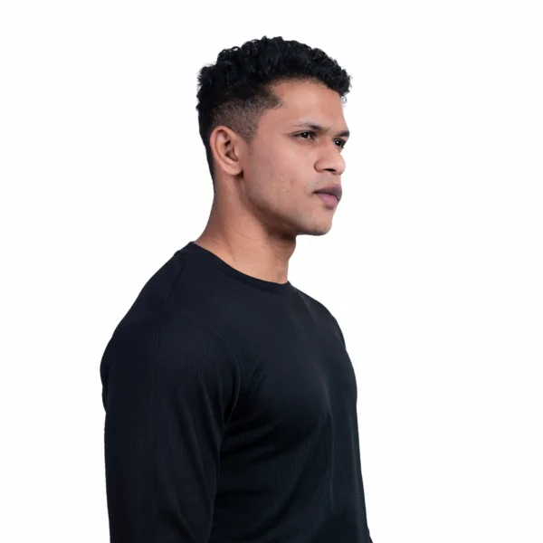 Ribbed Full Black Sleeve T-Shirt