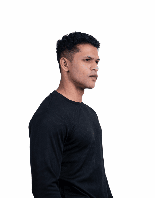 Ribbed Full Black Sleeve T-Shirt