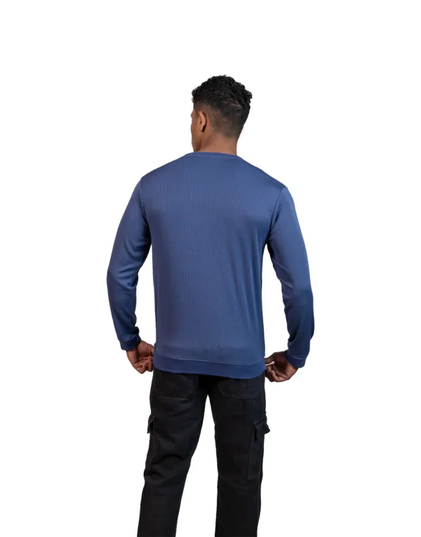 Ribbed Steel Blue Full Sleeve T-Shirt - Image 2