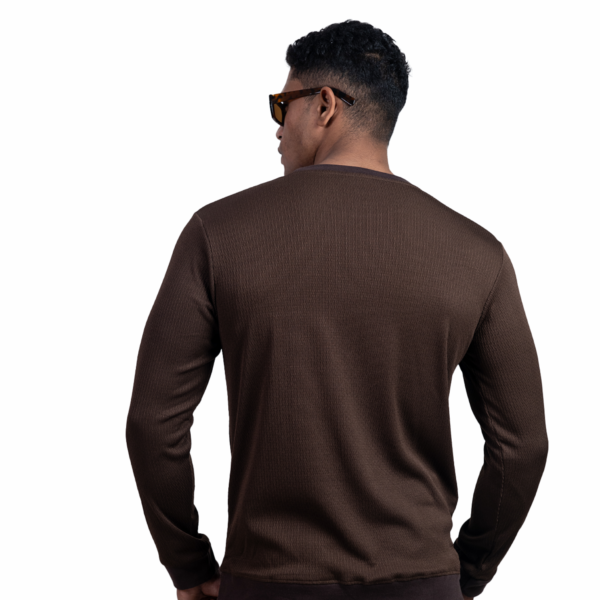 Ribbed Full Brown Sleeve T-Shirt