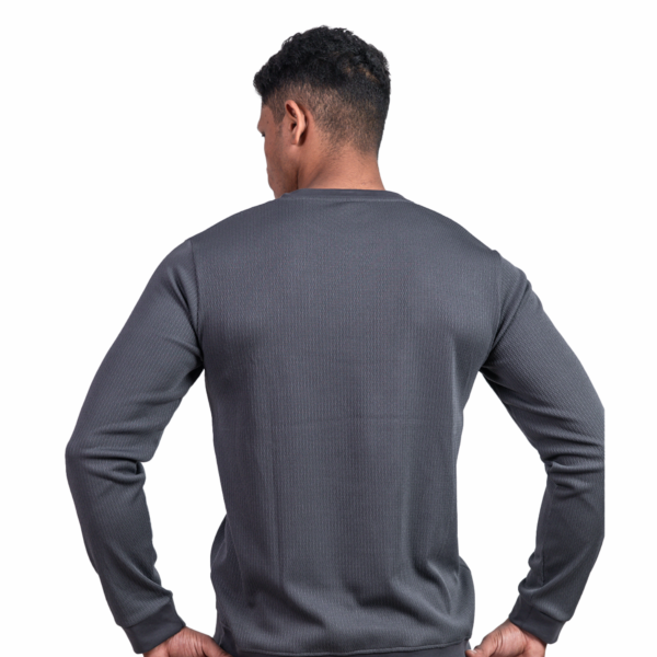 Ribbed Dark Grey Full  Sleeve T-Shirt