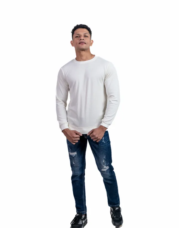Ribbed Dark Cream Full Sleeve T-Shirt - Image 5