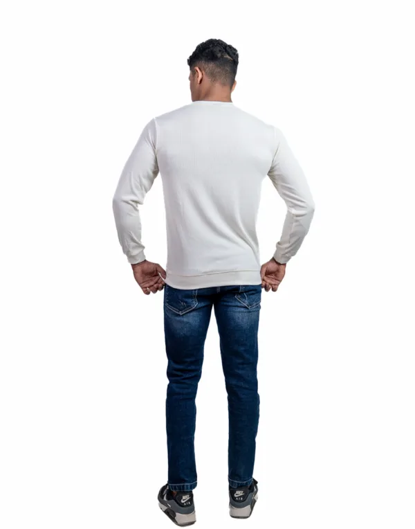 Ribbed Dark Cream Full Sleeve T-Shirt - Image 2