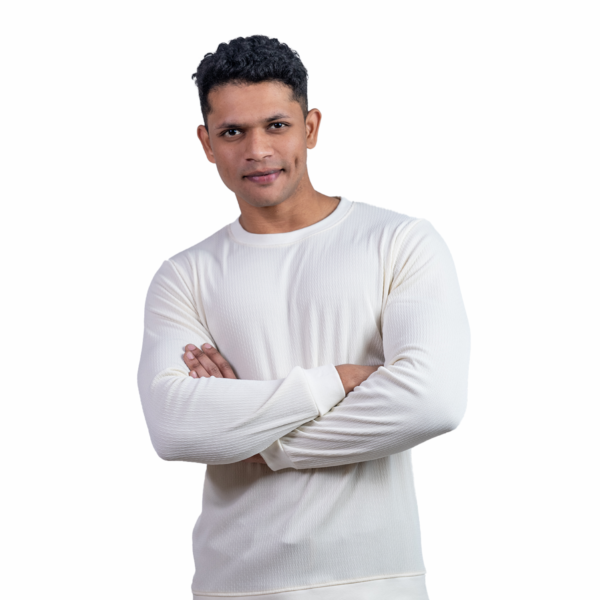 Ribbed Dark Cream Full  Sleeve T-Shirt