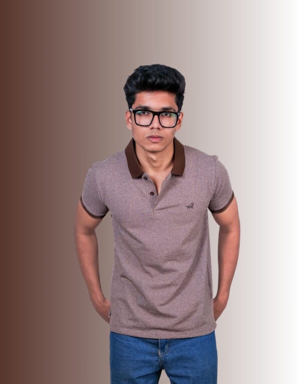 Polo Self Design-L Brown T-Shirt