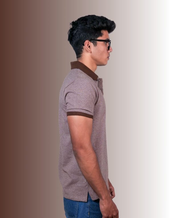 Polo Self Design-L Brown T-Shirt - Image 4