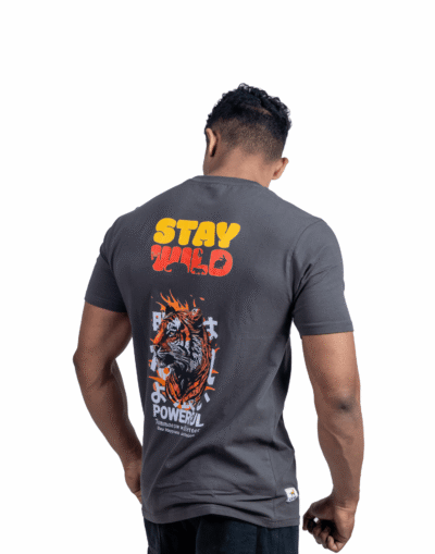 Crew Neck Dark Dull Grey Printed T-shirt