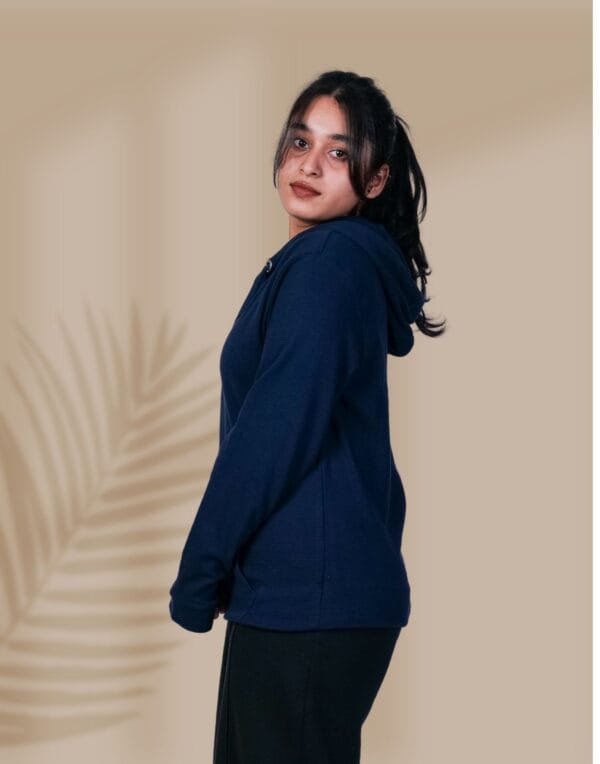 Solid Navy Hoodie for women
