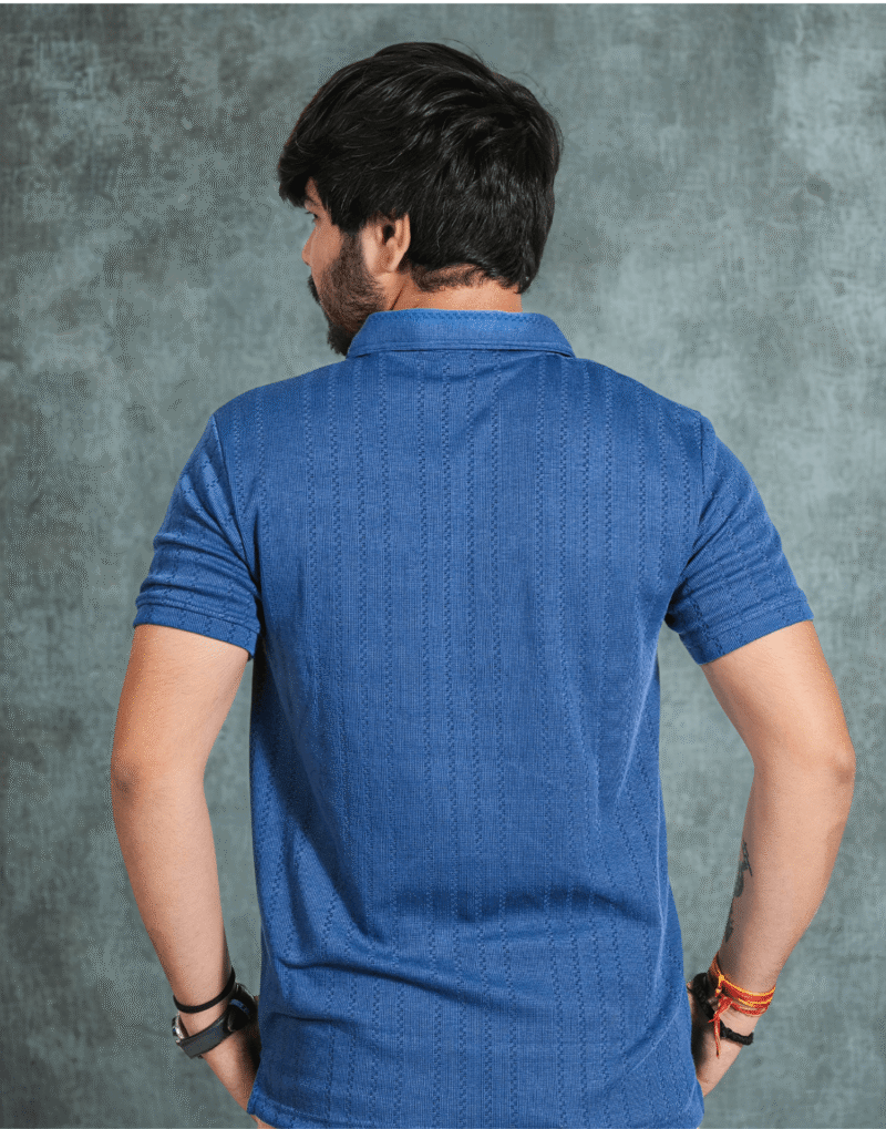 Blue Zipper Polo T-Shirt - Image 3