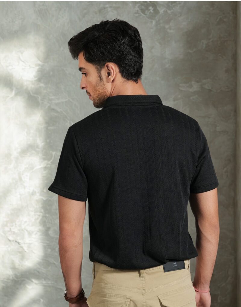 Black Zipper Polo T-Shirt - Image 4