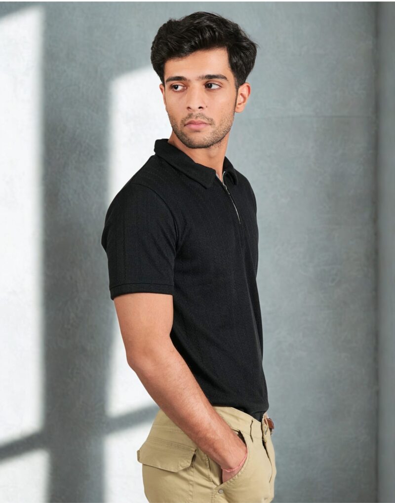 Black Zipper Polo T-Shirt