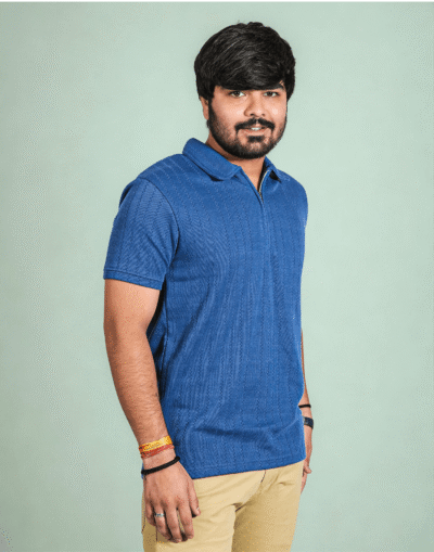Blue Zipper Polo T-Shirt