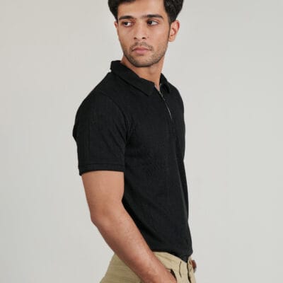 Black Zipper Polo T-Shirt