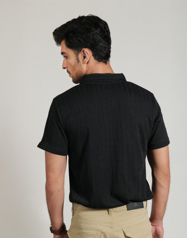 Black Zipper Polo T-Shirt - Image 4