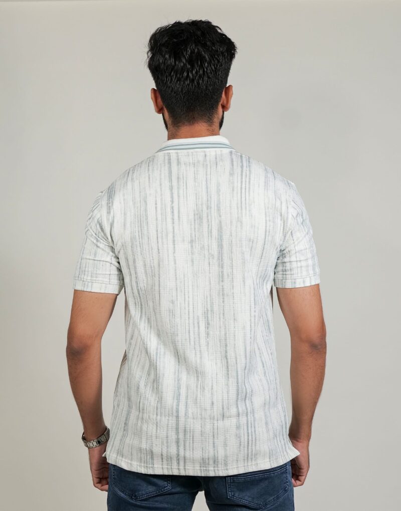 Light Blue Textured Polo T-Shirt - Image 5