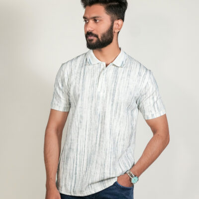 Light Blue Textured Polo T-Shirt