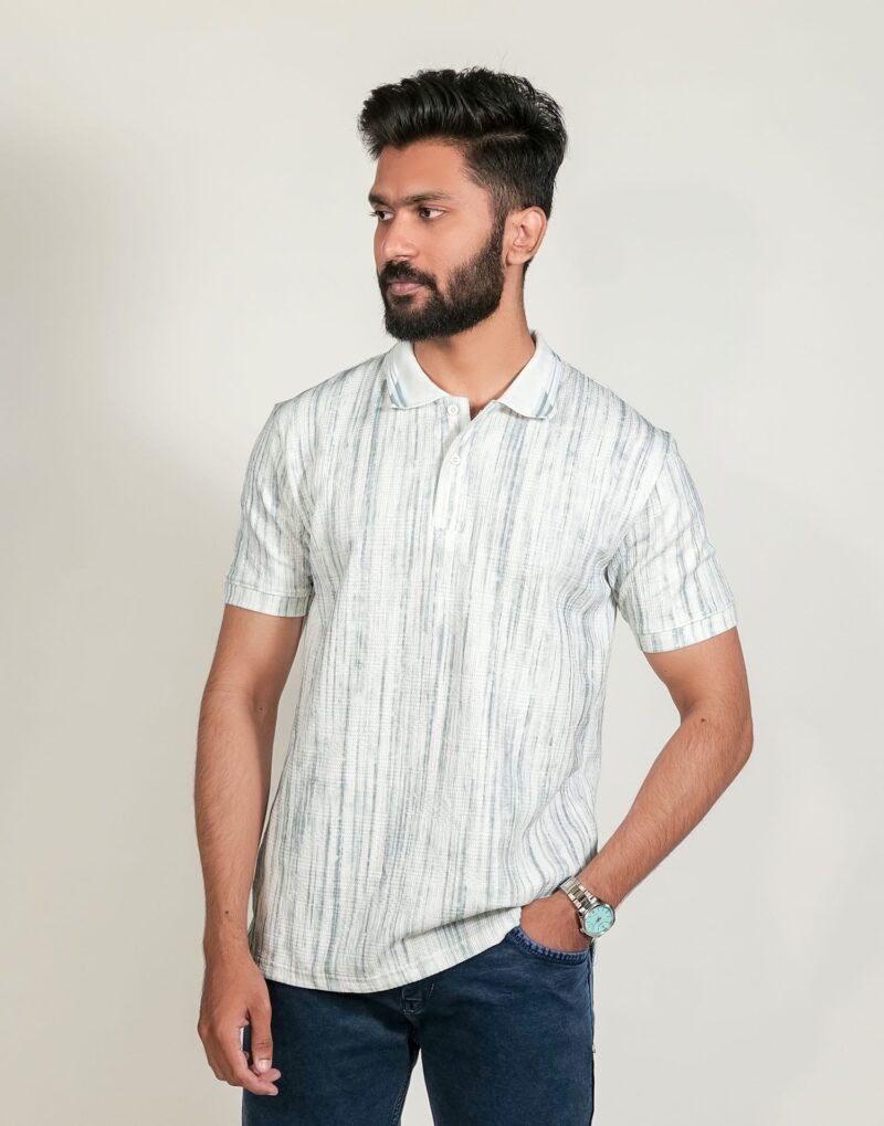 Light Blue Textured Polo T-Shirt