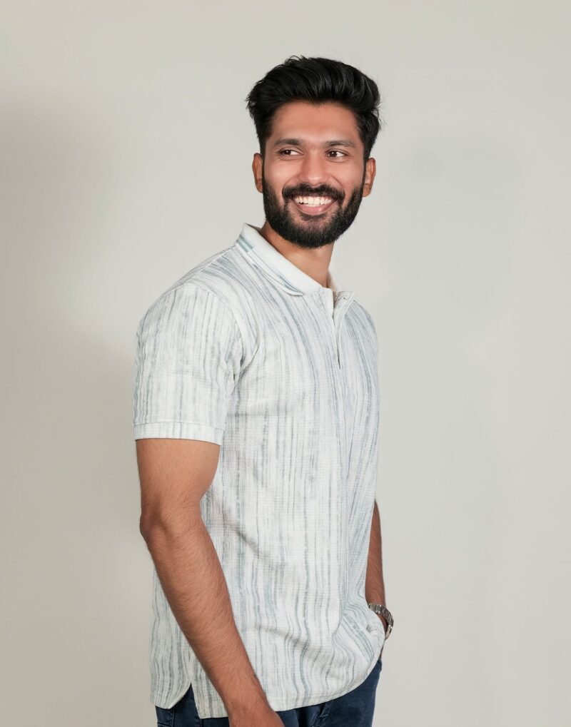 Light Blue Textured Polo T-Shirt - Image 4