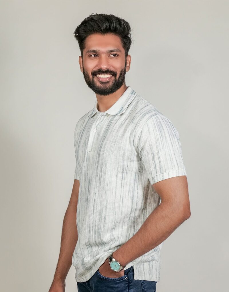 Light Blue Textured Polo T-Shirt - Image 3