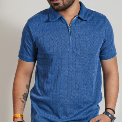 Blue Zipper Polo T-Shirt